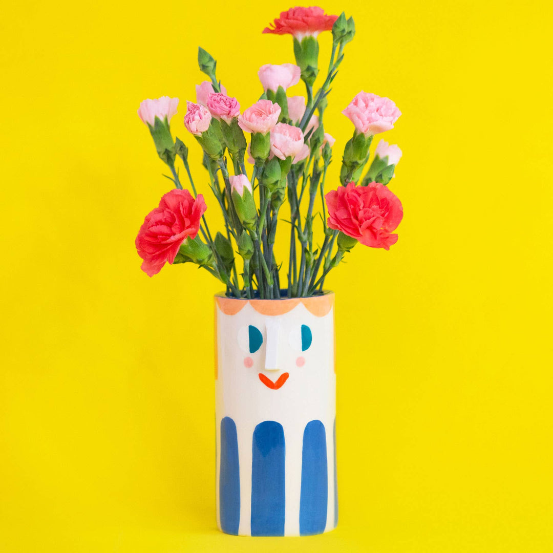 Ana Seixas Girl with Deep Blue Stripes / Ceramic Vase bei Nauli and Stories