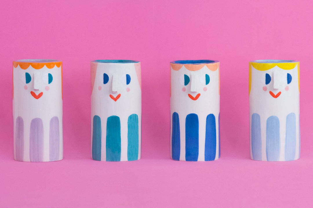 Ana Seixas Girl with Deep Blue Stripes / Ceramic Vase bei Nauli and Stories