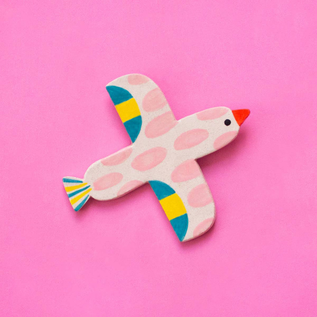 Ana Seixas Wanddekoration Keramikdekoration für die Wand | Vogel rosa bei Nauli and Stories