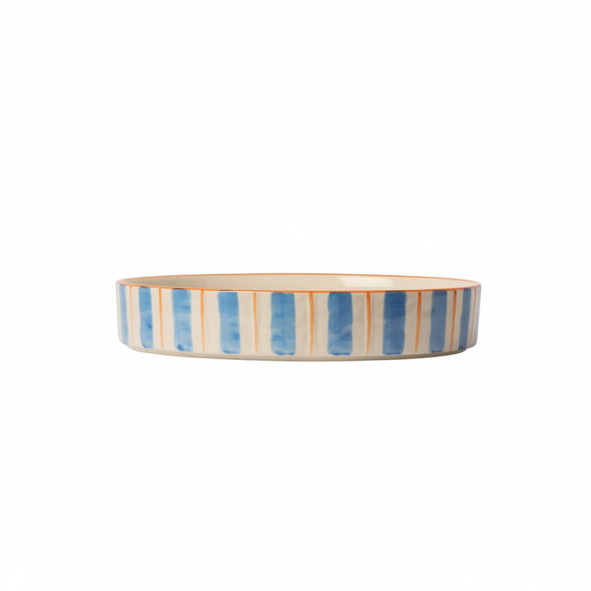 Au Maison Servierplatte Runde Keramikform mit niedrigem Rand 4,4 x ø27 cm | blau orange bei Nauli and Stories