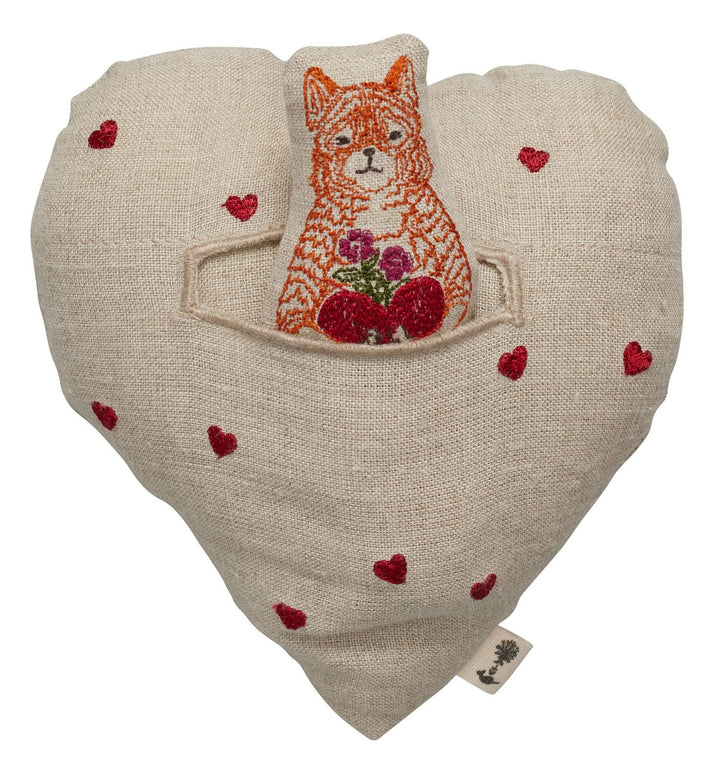 Coral &amp; Tusk Kuschelkissen Fox in Love - besticktes Leinenkissen in Herzform mit Fuchspuppe bei Nauli and Stories