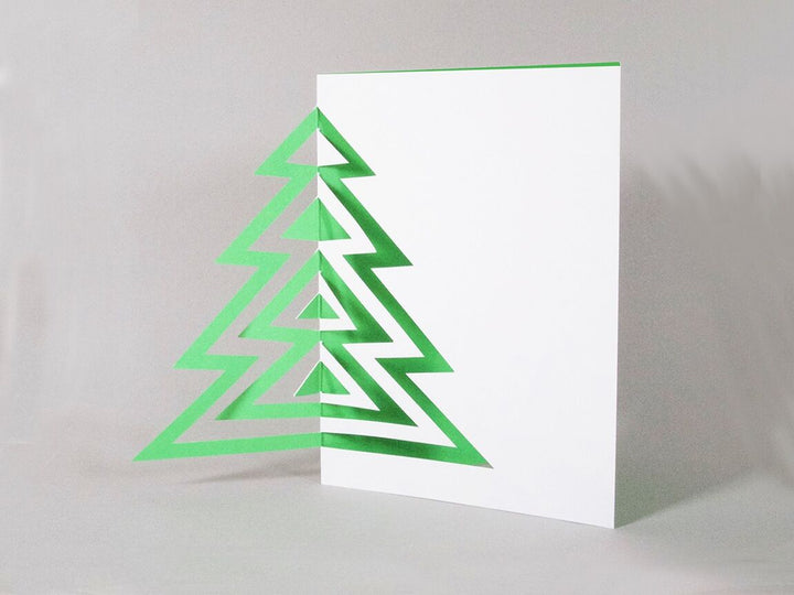 cut &amp; make Hochzeitskarte Striped Christmas Tree - Fold Out Karte - Weihnachtskarte bei Nauli and Stories