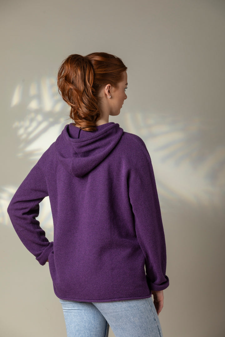 Eribé Pullover Corry Hoody Sweater Aubergine bei Nauli and Stories