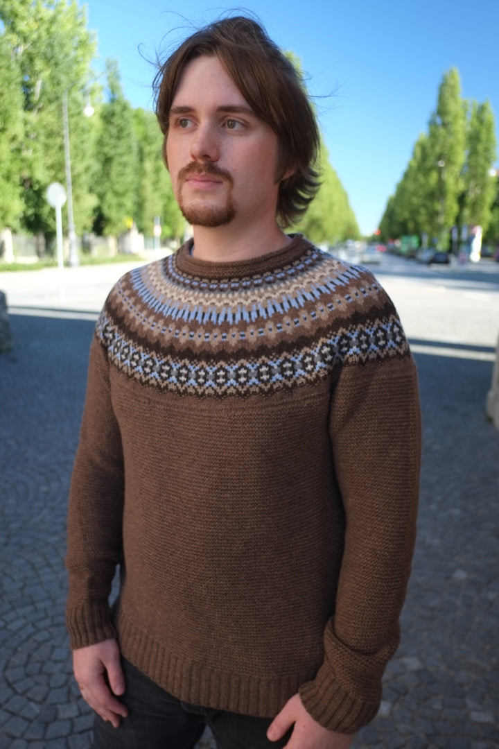 Eribé Pullover Herrenpullover aus reiner Wolle in braun - Stonybrek Sweater Beaver bei Nauli and Stories