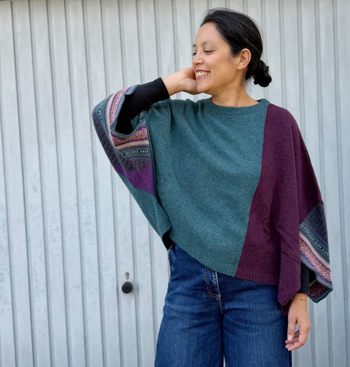 Eribé Pullover Montrose Top | Hunter | Aubergine, Petrol |  Lambswool 100% bei Nauli and Stories