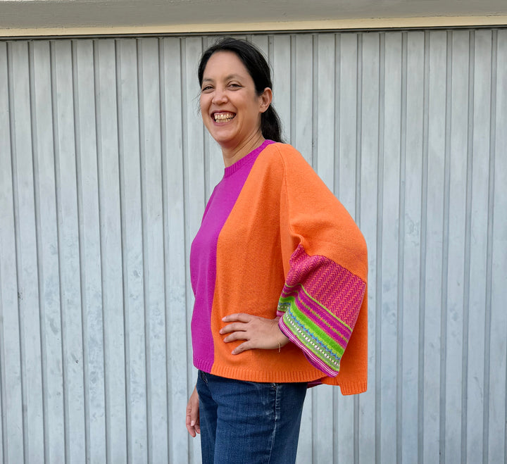 Eribé Pullover Montrose Top | Starbust | Orange, Pink | Lambswool 100% bei Nauli and Stories