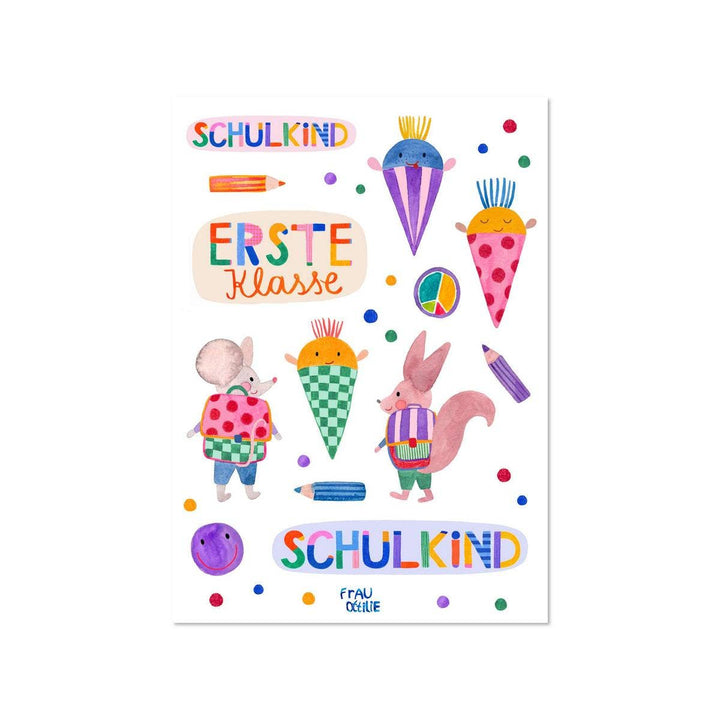 Frau Ottilie Sticker Spülmaschinenfeste Sticker Schulkind II bei Nauli and Stories