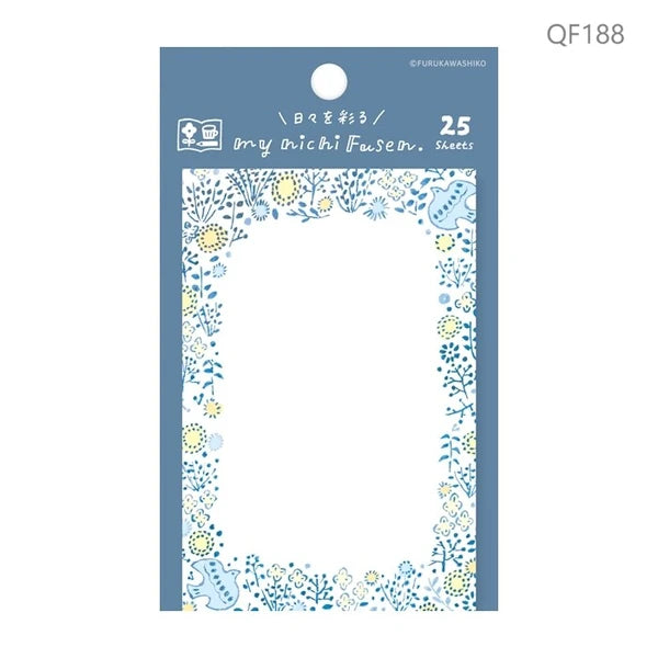 Furukawa Shiko Haftnotizzettel Haftnotizblock - Blumenrahmen blau bei Nauli and Stories
