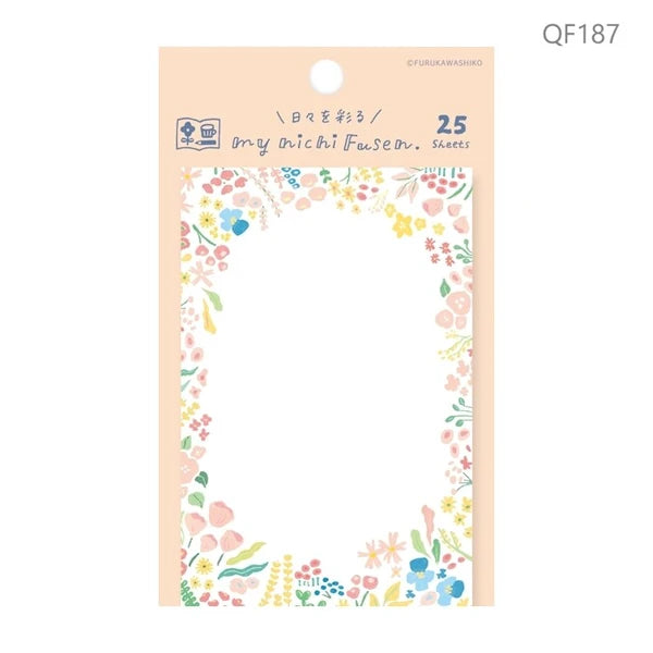 Furukawa Shiko Haftnotizzettel Haftnotizblock - Blumenrahmen bunt bei Nauli and Stories