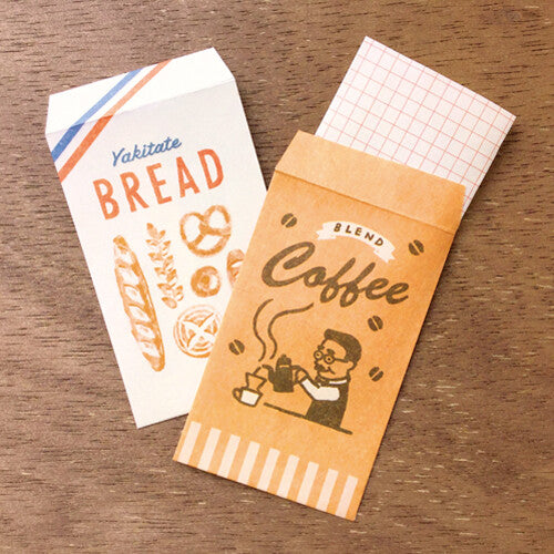 Furukawa Shiko Mini-Briefpapier Paper Marche Paper Bag Mini Letter Set - Bread &amp; Coffee bei Nauli and Stories