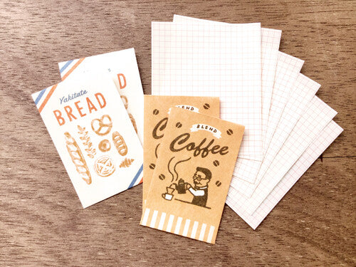 Furukawa Shiko Mini-Briefpapier Paper Marche Paper Bag Mini Letter Set - Bread &amp; Coffee bei Nauli and Stories