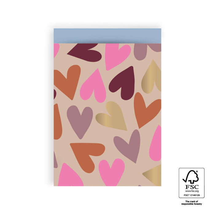 Geschenkverpackung Geschenktüten Geschenktüten Flachbeutel - Große Herzen neon + nude bei Nauli and Stories