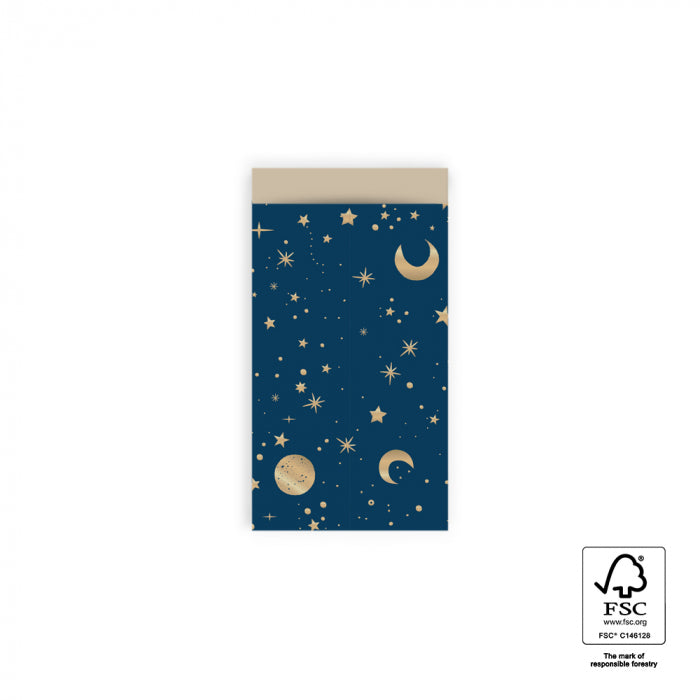 Geschenkverpackung Geschenktüten Geschenktüten Flachbeutel - Sternenhimmel nachtblau gold bei Nauli and Stories