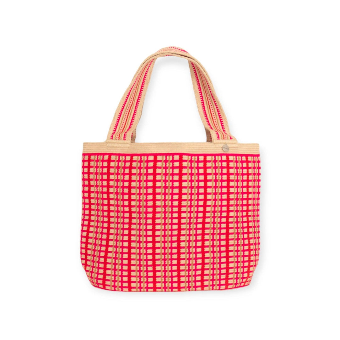 Guajii Einkaufstasche Check oval tote | Ruby red bei Nauli and Stories