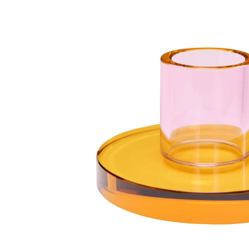 Hübsch Kerzenständer Kerzenständer aus Glas rosa orange bei Nauli and Stories