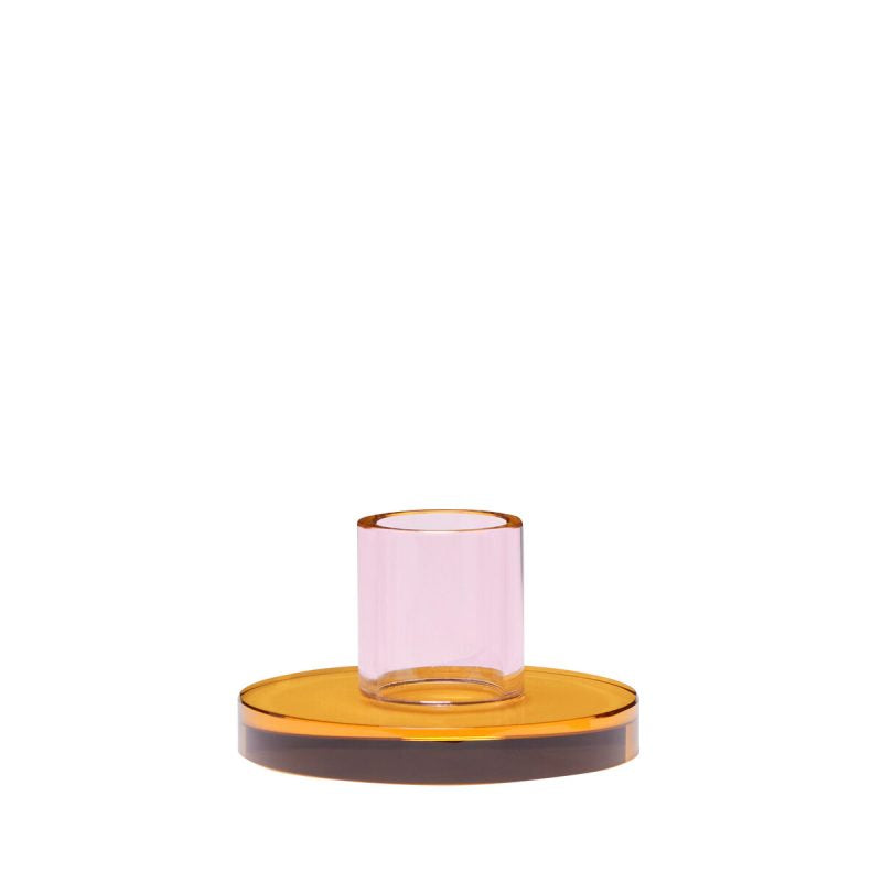 Hübsch Kerzenständer Kerzenständer aus Glas rosa orange bei Nauli and Stories