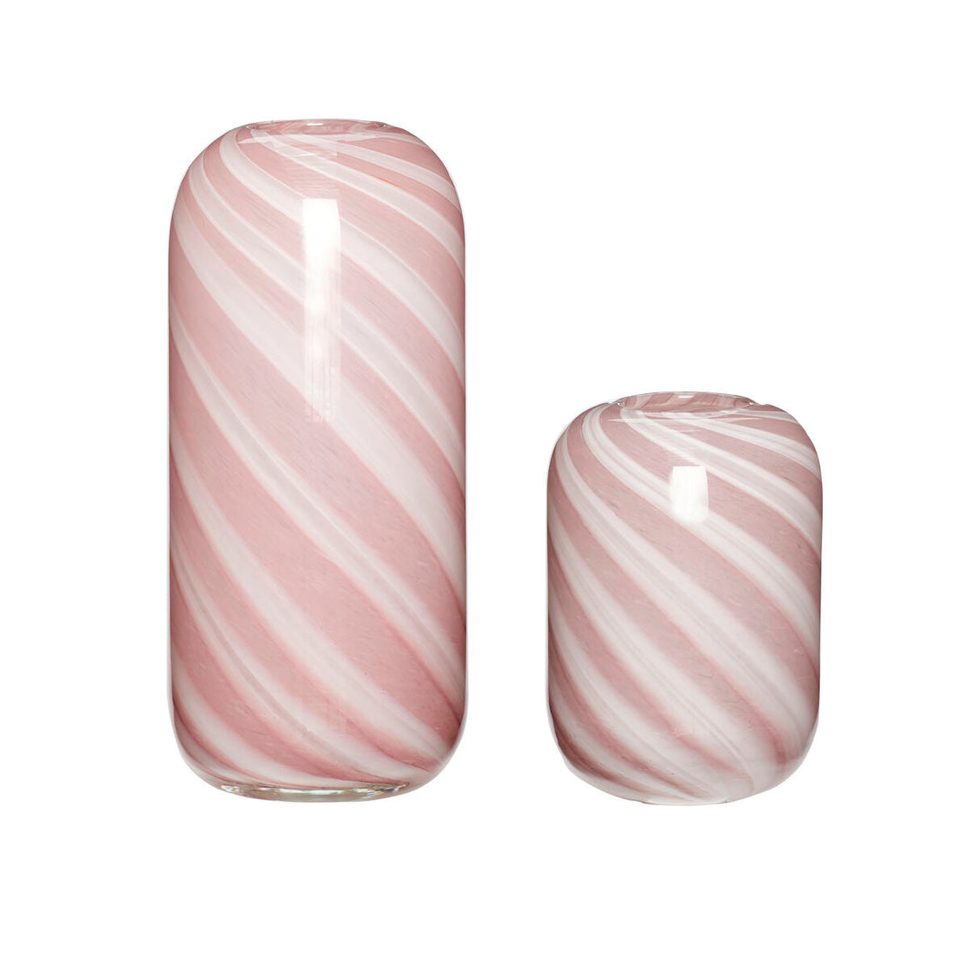 Hübsch Vase Glasvase rosa weiß Candy bei Nauli and Stories