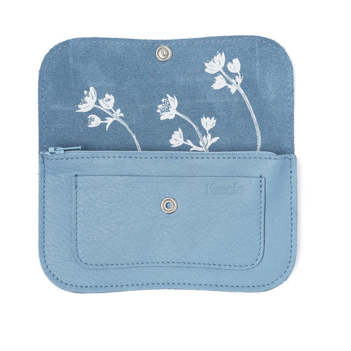 Keecie Geldbeutel aus Leder Flash Forward Wallet - painters blue Ledergeldbörse mit Siebdruck Innenleben bei Nauli and Stories