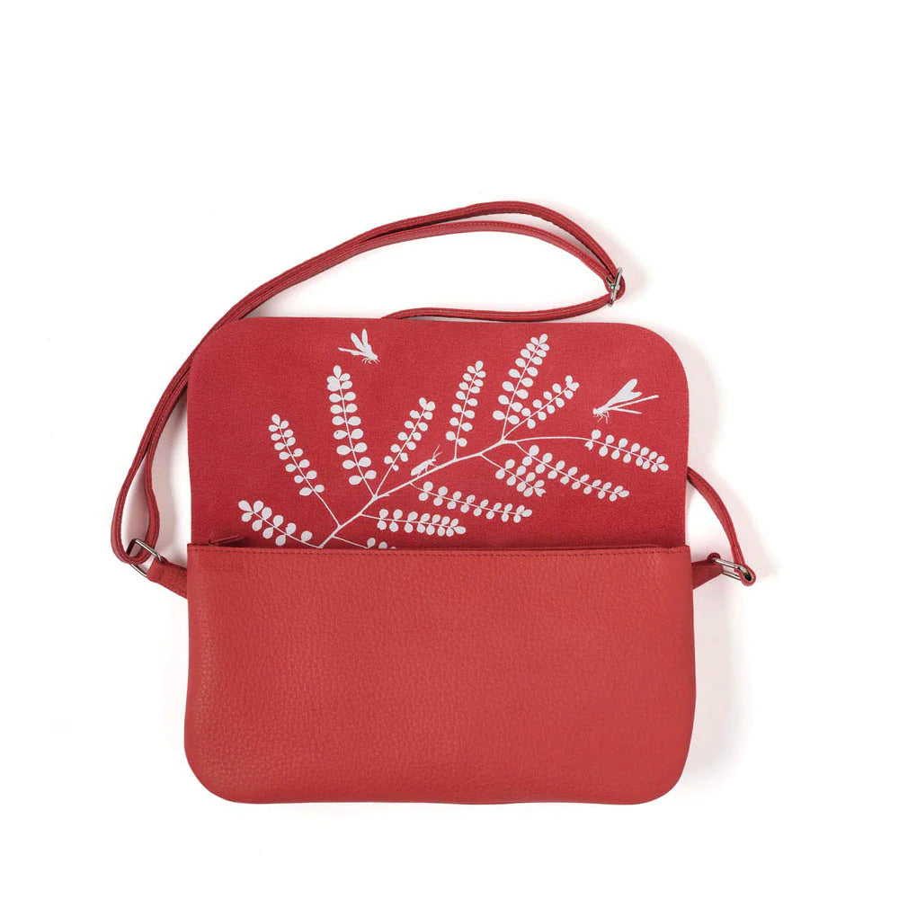 Keecie Handtasche Handtasche - Crossbodybag - aus Leder - Double Up - coral rot bei Nauli and Stories