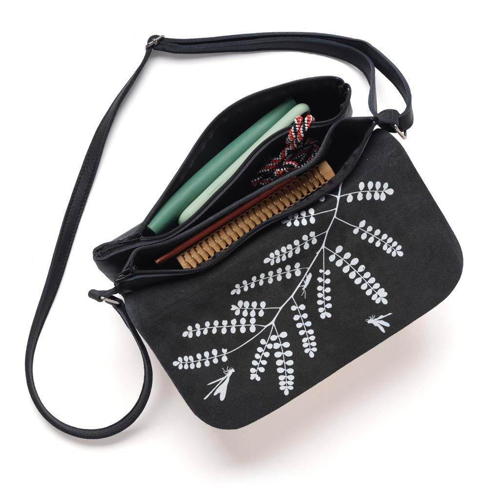 Keecie Handtasche Handtasche - Crossbodybag - aus Leder - Double Up - Schwarz bei Nauli and Stories