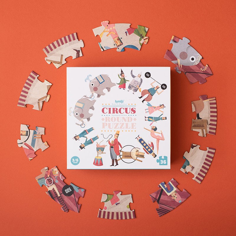 Londji Puzzle Circus - rundes Puzzle mit 36 Teilen bei Nauli and Stories