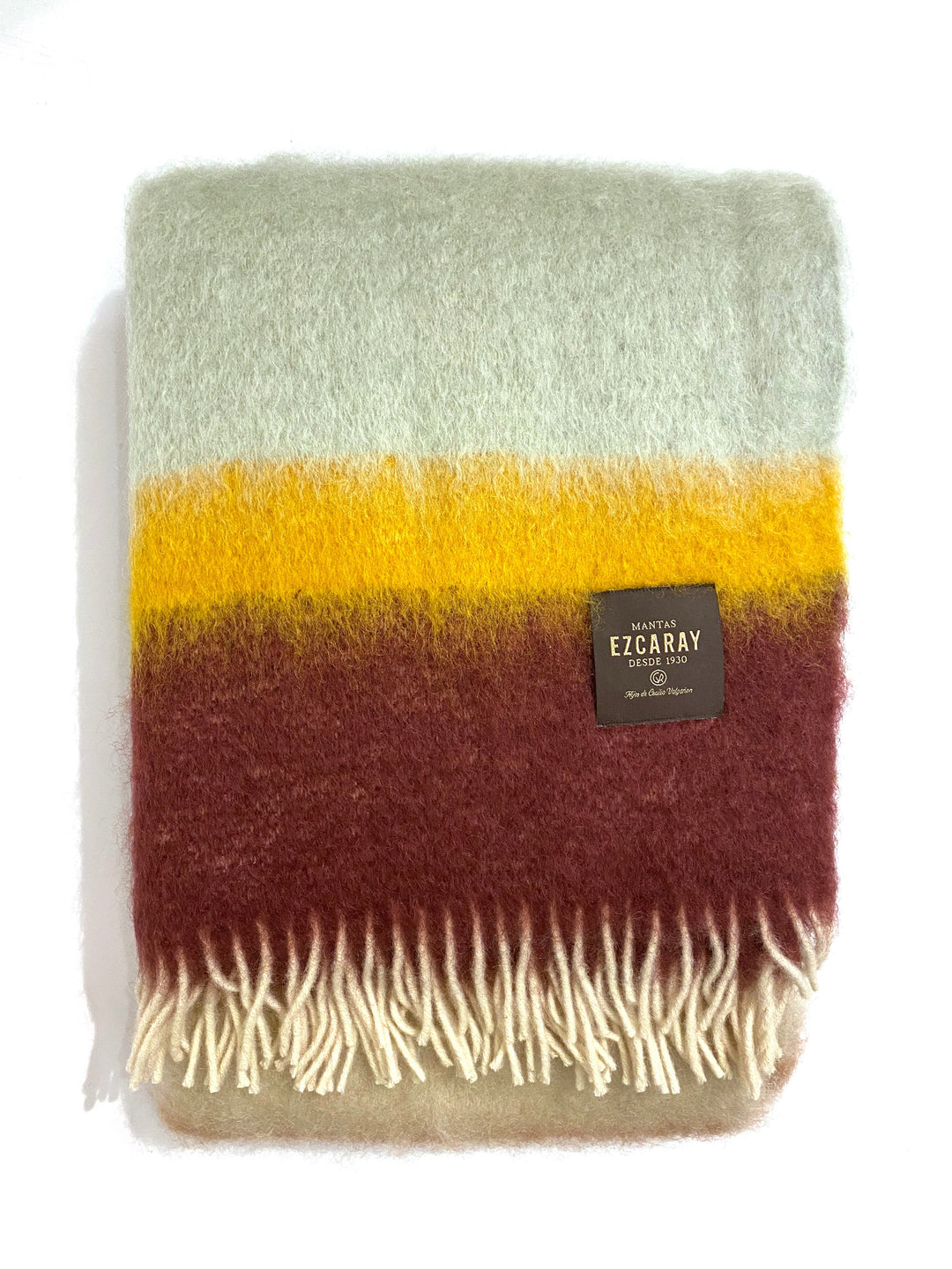 Mantas Ezcaray Sofadecke Mohair Decke Matisse -  130x200cm, blau, rosa, gelb, weiß, mint, bordeaux bei Nauli and Stories