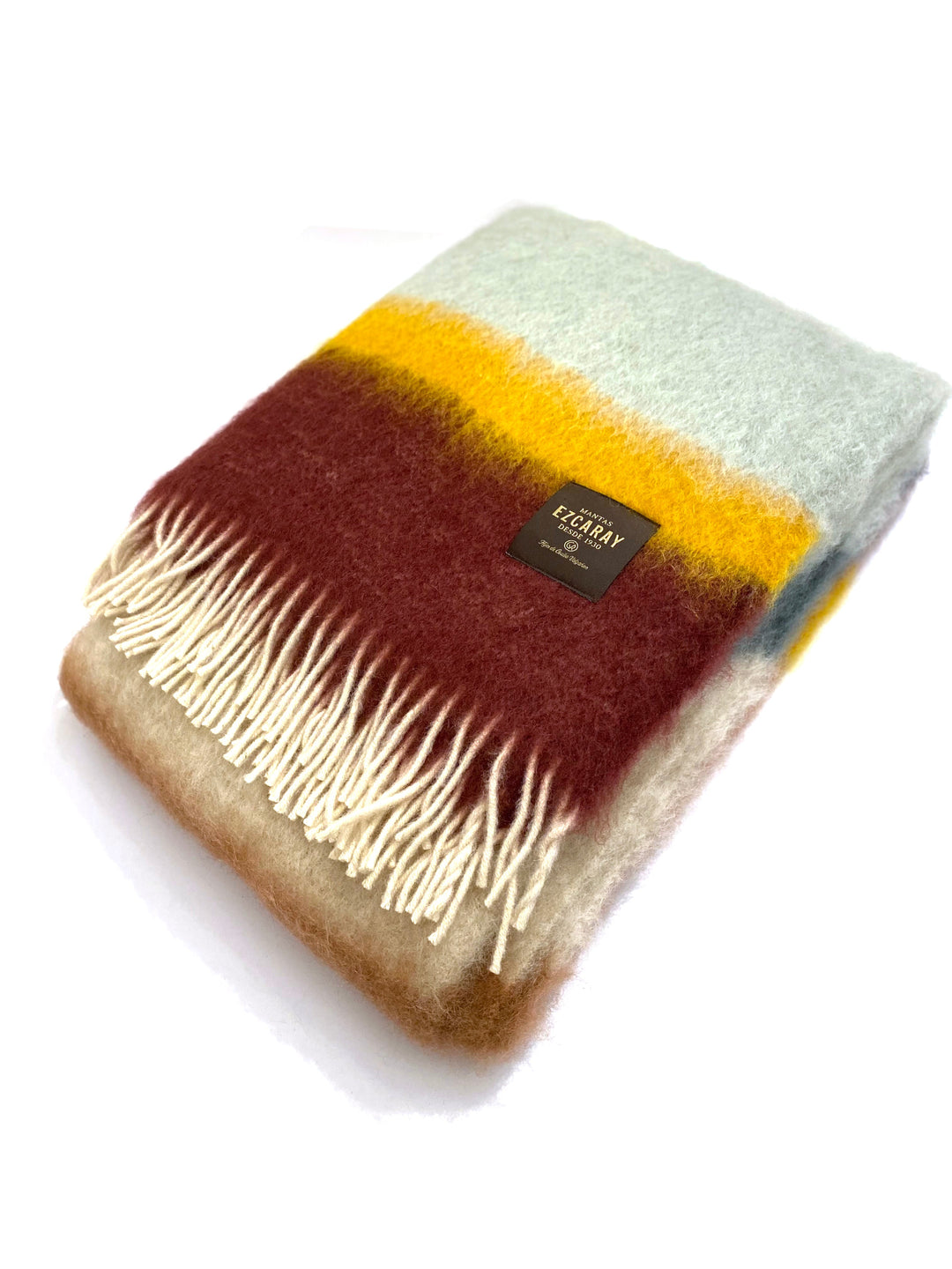 Mantas Ezcaray Sofadecke Mohair Decke Matisse -  130x200cm, blau, rosa, gelb, weiß, mint, bordeaux bei Nauli and Stories
