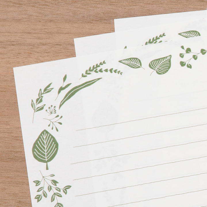 Midori Briefpapier Briefpapier Foil Stamped Envelopes - Blätter grün bei Nauli and Stories