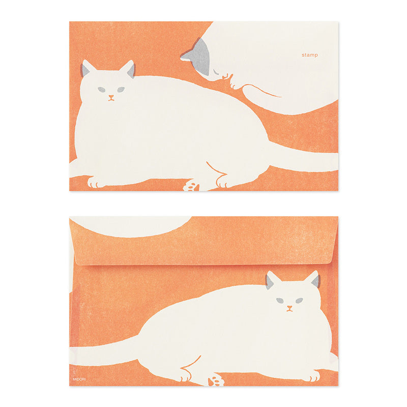 Midori Briefpapier Kimagure Easy & Cozy Envelope Cat – Briefumschläge mit Katzen bei Nauli and Stories