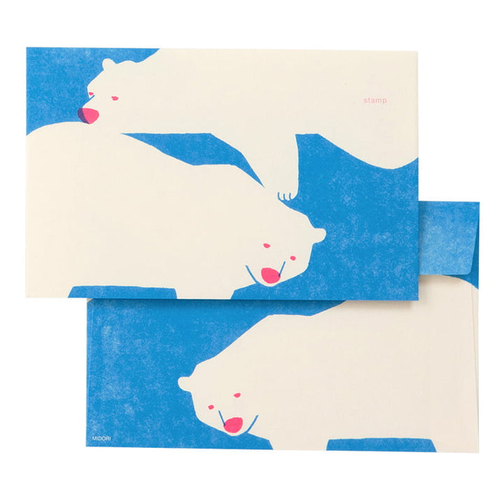 Midori Briefpapier Kimagure Easy &amp; Cozy Envelope Polar Bear – Briefumschläge mit Eisbären-Motiv bei Nauli and Stories