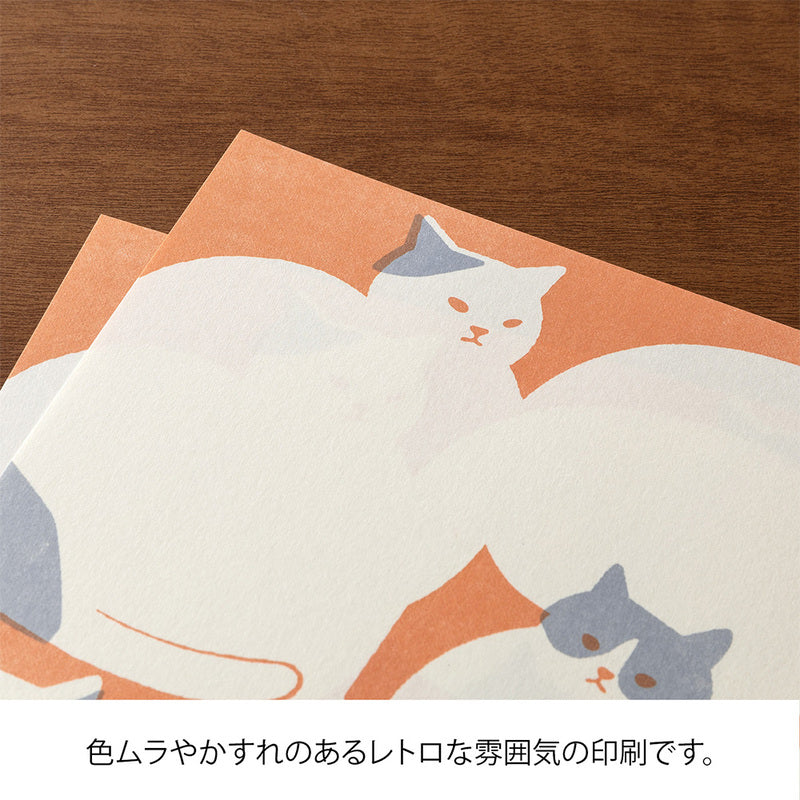 Midori Briefpapier Kimagure Easy &amp; Cozy Letter Pad Cat – Briefpapier mit Katzen-Motiv bei Nauli and Stories
