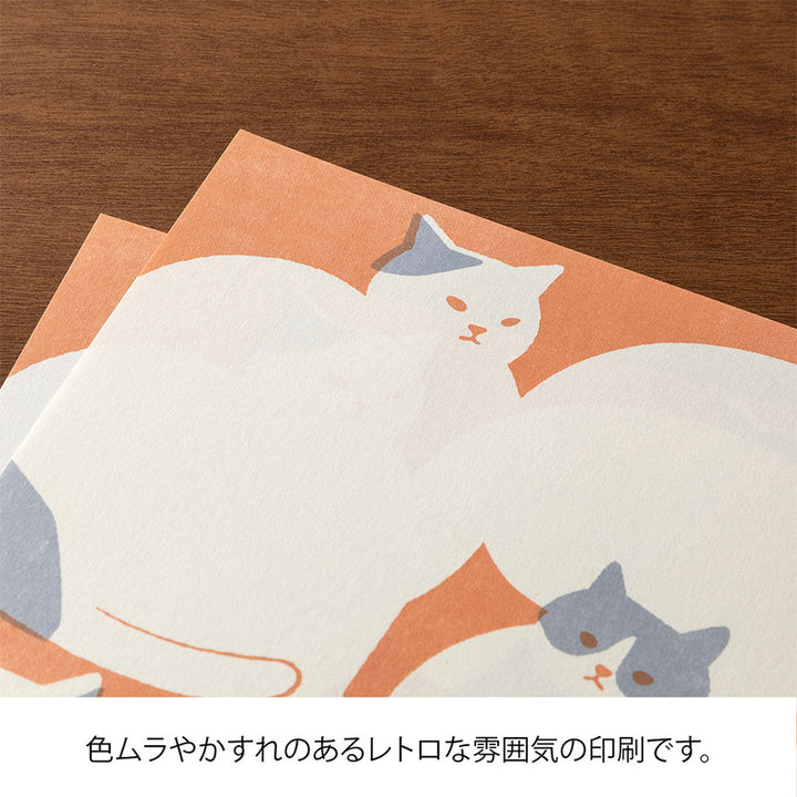 Midori Briefpapier Kimagure Easy &amp; Cozy Letter Pad Cat – Briefpapier mit Katzen-Motiv bei Nauli and Stories
