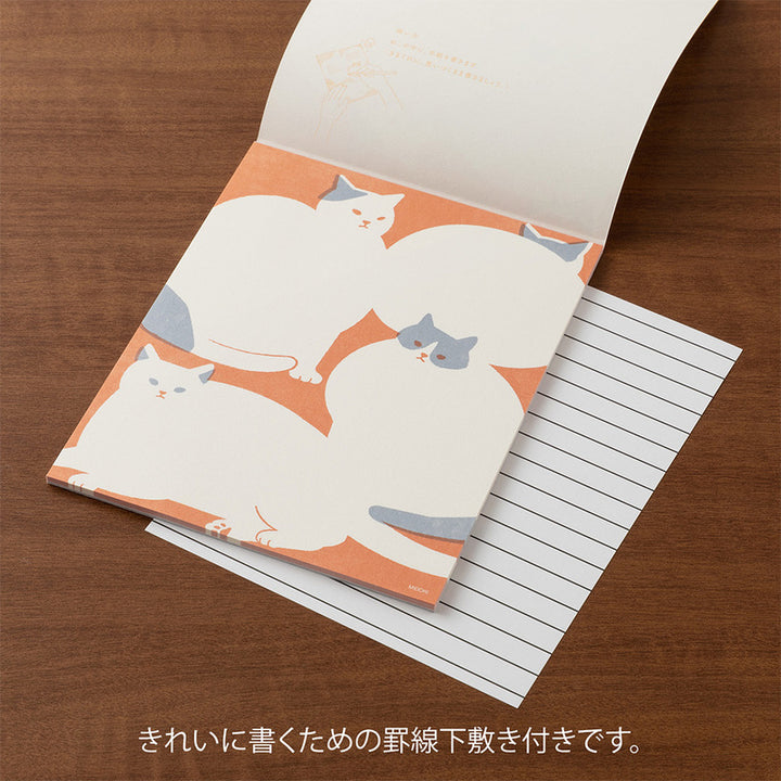 Midori Briefpapier Kimagure Easy &amp; Cozy Letter Pad Cat – Briefpapier mit Katzen-Motiv bei Nauli and Stories