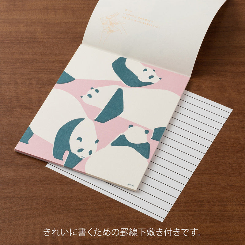 Midori Briefpapier Kimagure Easy &amp; Cozy Letter Pad Panda – Briefpapier mit Panda-Motiv bei Nauli and Stories