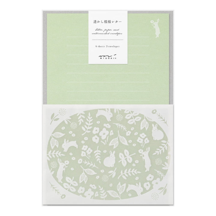 Midori Briefpapier Letterset Watermark Rabbit bei Nauli and Stories