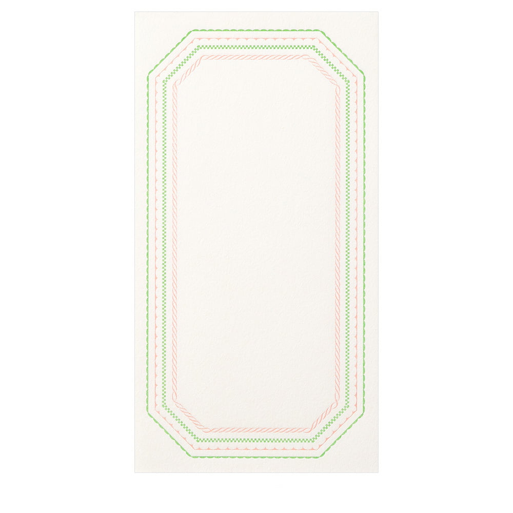 Midori Briefpapier One Stroke Letterpress Frame Pattern  - Pink bei Nauli and Stories