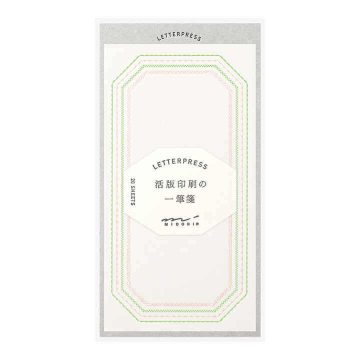 Midori Briefpapier One Stroke Letterpress Frame Pattern  - Pink bei Nauli and Stories