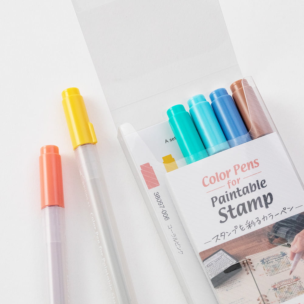 Midori Filzstifte Filzstift-  Set für paintable Stamps -  6 colors "Happy" bei Nauli and Stories
