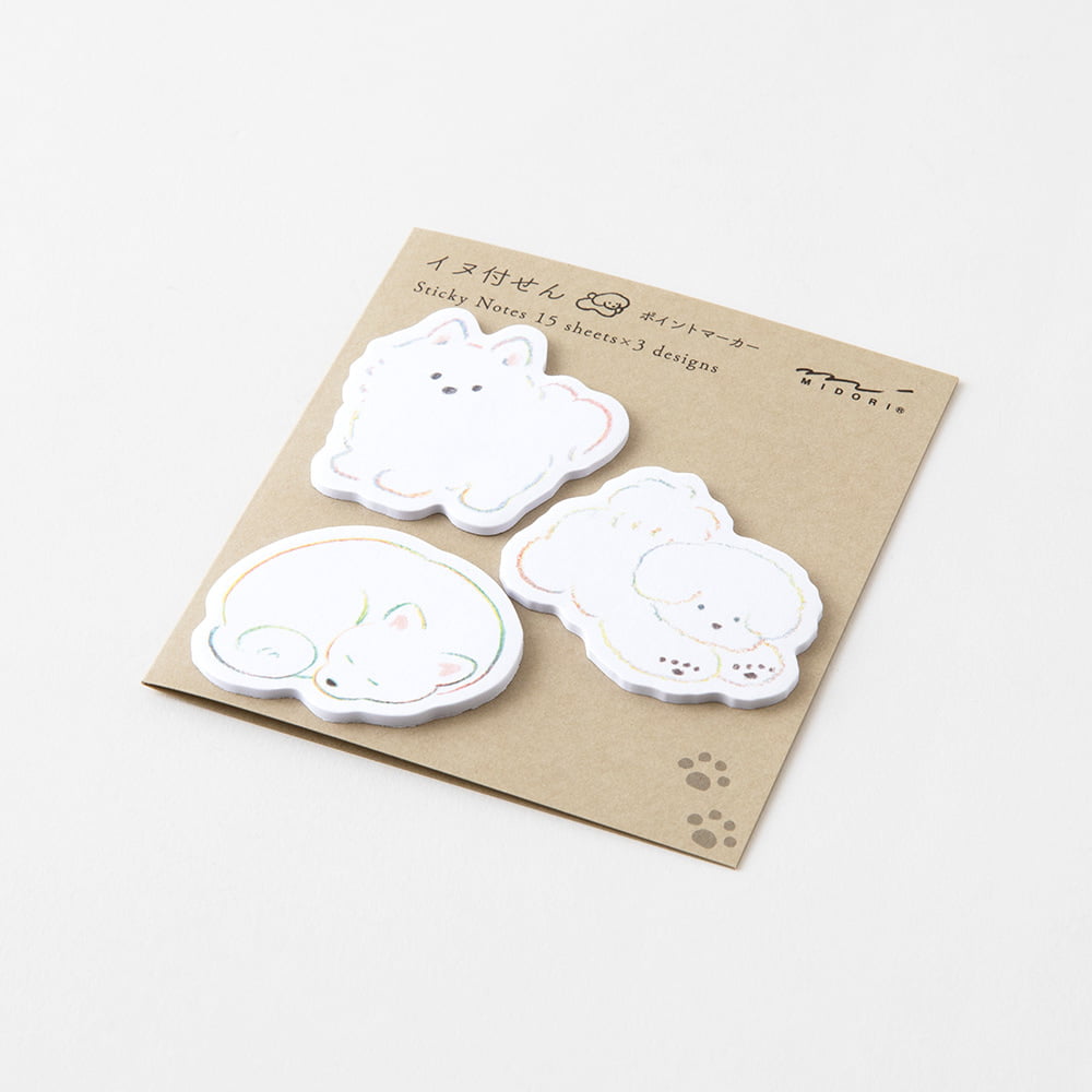 Midori Haftnotizzettel Sticky Notes Point White Dog bei Nauli and Stories