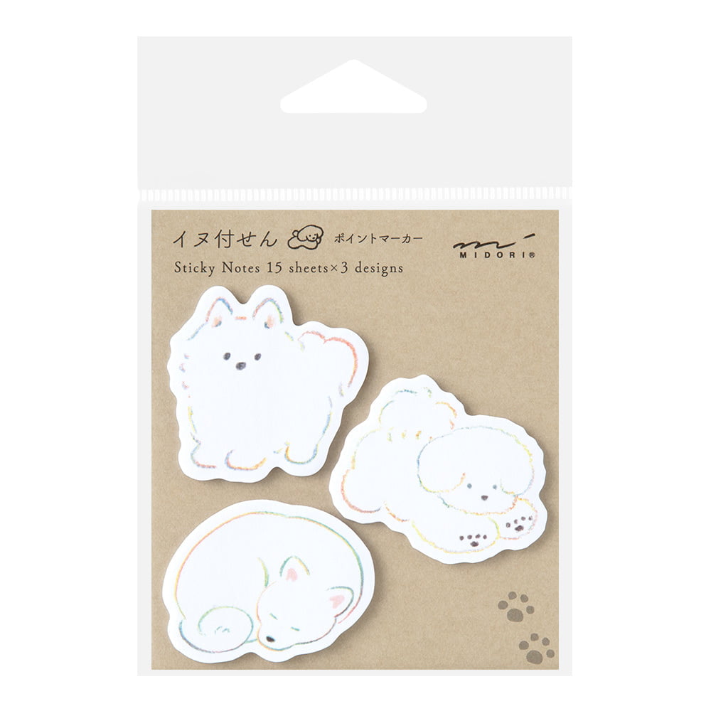 Midori Haftnotizzettel Sticky Notes Point White Dog bei Nauli and Stories