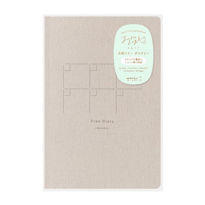 Midori undatierte Kalender Yuru Log Notebook B6 Free Diary Monthly - undatierter Monatskalender bei Nauli and Stories