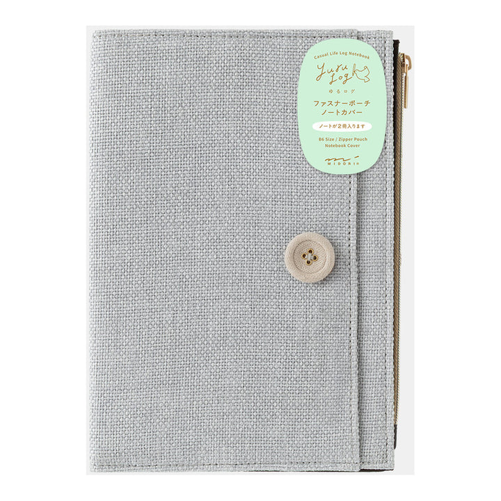 Midori Notizbuch Cover Yuru Log | Notebook Cover B6 Cloth Grey bei Nauli and Stories