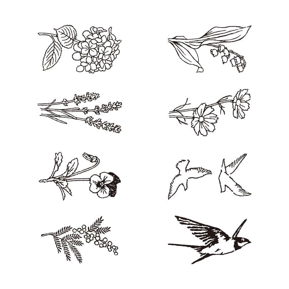 Midori Pre-Inked Stempel Drehstempel Dial Flower &amp; Bird | Paintable Rotating Stamp Dial Flower &amp; Bird bei Nauli and Stories