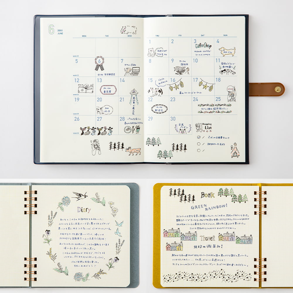 Midori Pre-Inked Stempel Drehstempel Dial Flower &amp; Bird | Paintable Rotating Stamp Dial Flower &amp; Bird bei Nauli and Stories