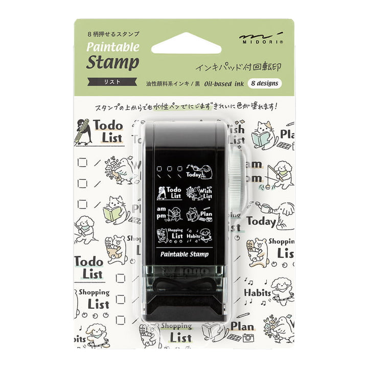 Midori Pre-Inked Stempel Drehstempel Listen | Paintable Rotating Stamp Dial List bei Nauli and Stories