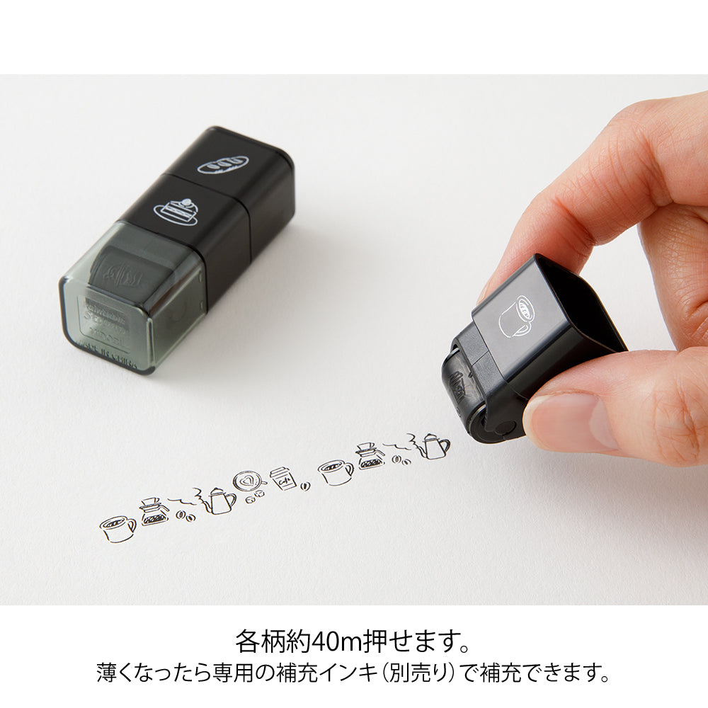 Midori Pre-Inked Stempel Paintable Stamp Roller Cafe (3 in 1) bei Nauli and Stories