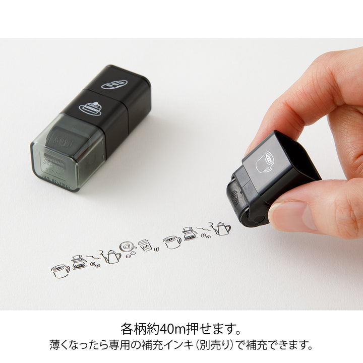Midori Pre-Inked Stempel Paintable Stamp Roller Cafe (3 in 1) bei Nauli and Stories