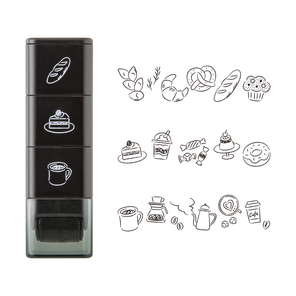 Midori Pre-Inked Stempel Paintable Stamp Roller Cafe (3 in 1) bei Nauli and Stories