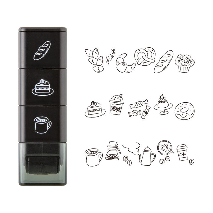 Midori Pre-Inked Stempel Paintable Stamp Roller Cafe (3 in 1) bei Nauli and Stories