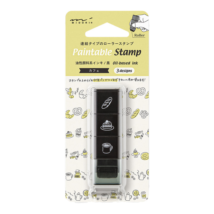 Midori Pre-Inked Stempel Paintable Stamp Roller Cafe (3 in 1) bei Nauli and Stories